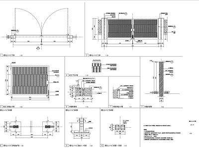 消防出入口大门围墙详图 施工图 通用节点