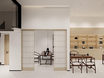 现代茶馆 展示柜 茶桌