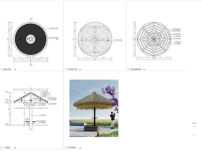 茅草亭详图 施工图