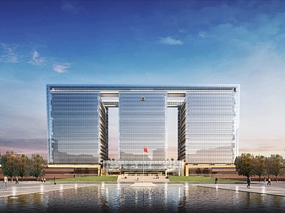 市民中心政府办公楼效果图 施工图