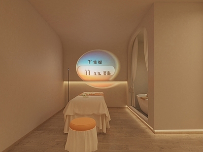 现代奶油风美容SPA店包间 养生会所