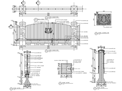 欧式铁艺围墙详图 施工图