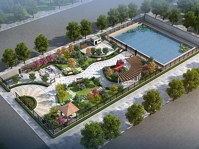 现代公园景观 广场 城市口袋公园