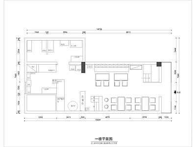 面包披萨店室内 施工图