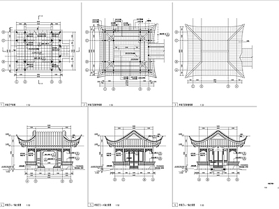 仿古建筑景观亭 施工图