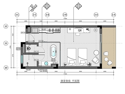 度假酒店湖景套房 施工图 客房