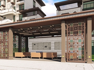 建发新中式小区景观 住宅景观