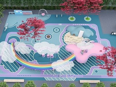 现代儿童游乐区 小区活动广场 橡胶活动场地 游乐器械