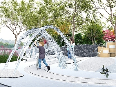 现代儿童游乐区 水上乐园 戏水设施 玩水装置 水利工程 引水活动装置小品