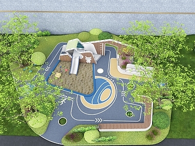 现代儿童游乐区 小区活动广场 橡胶活动场地 游乐器械 滑梯 座椅 摇摇椅