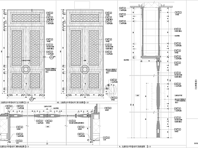 木饰面门玻璃门移门 施工图 通用节点