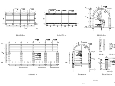 示范区拱形廊架入户标识详图 施工图