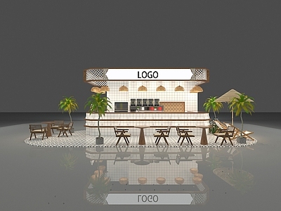东南亚泰式奶茶店 备餐区 户外 单层 收银