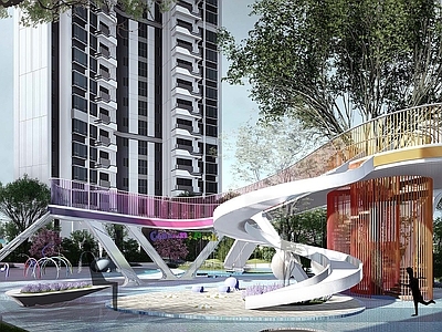 现代趣味曲线立体廊架儿童区