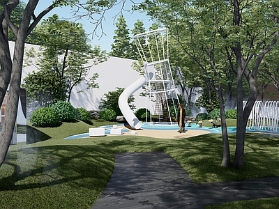 现代儿童游乐区 曲线趣味立体儿童区滑滑梯