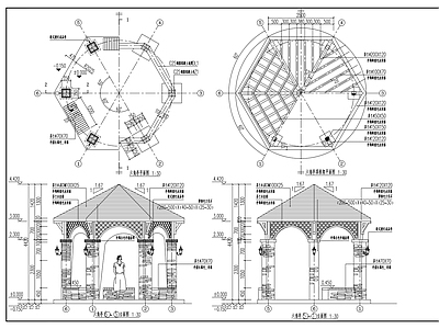 现代六角亭大样 施工图