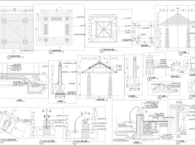 东南亚风景观亭详图 施工图