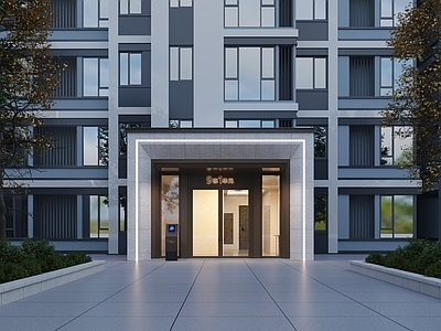 现代小区入口大门 电梯间 楼梯间 大堂 办公入口