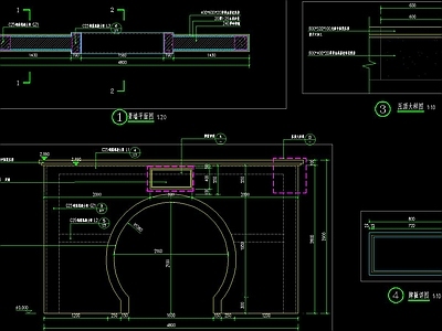 新中式拱门景墙 施工图