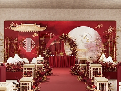 中式酒店宴会厅 婚礼美陈