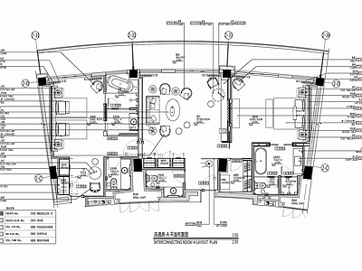 165㎡酒店连通客房套房 施工图 客房