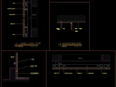 地弹簧玻璃门单双开门暗藏移门节点 施工图 通用节点