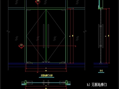 办公室玻璃门 施工图 通用节点