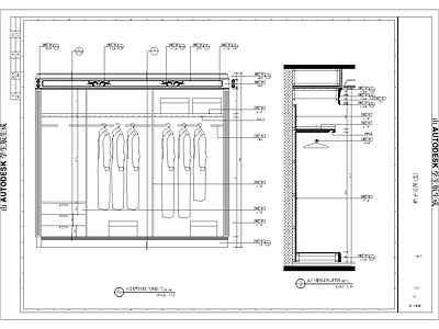欧式衣柜整体大样图 施工图 柜类 家具节点详图
