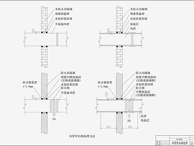 风管穿楼板屋面和墙的大样图 施工图