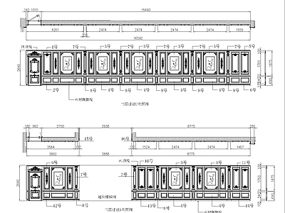 法式楼梯过廊墙板 施工图 墙面通用节点