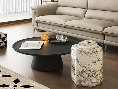 现代复古大理石茶几  圆形 子母形 金属茶几 大理石茶几 异形茶几 圆茶几