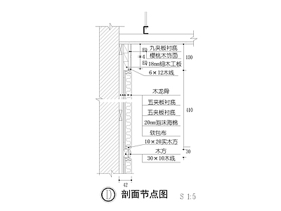 木纹及软包布节点详图 施工图 墙面节点