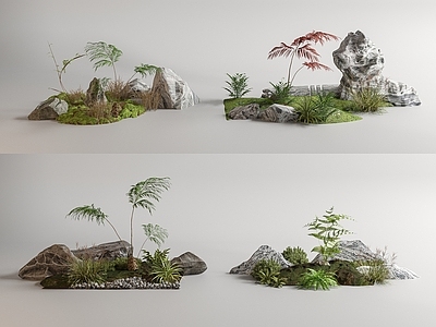 植物堆 庭院小品 景观石头