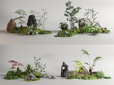 植物堆 小品 石头