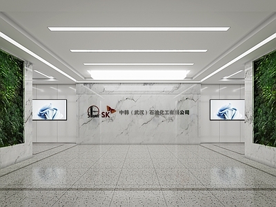 现代公司大堂 植物墙 办公大厅 公司厅 接待区 企业 走道