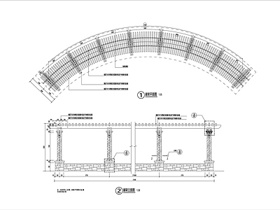 弧形廊架详图 施工图