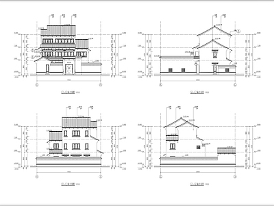 中式三层别墅 施工图 古建