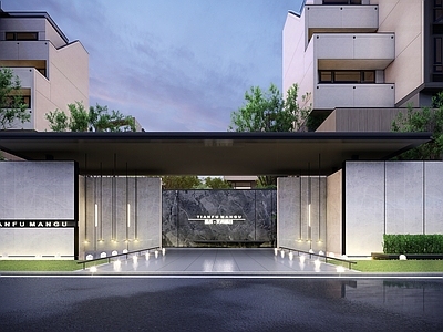 现代小区大门 酒店大门 礼仪入口