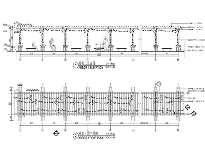 景观廊架平立剖 施工图