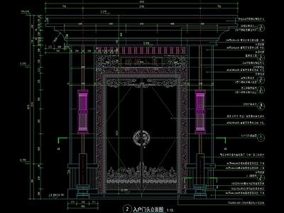新中式别墅小院门头详图 施工图 通用节点