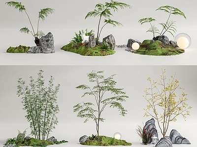 植物堆 植物造景 植物组合 景观树 竹子 石头 微地形