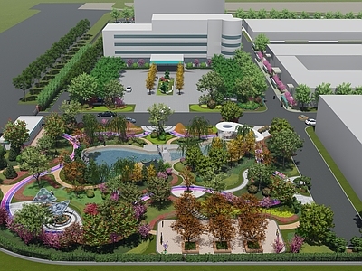 现代景观公园 办公区游园 绿地
