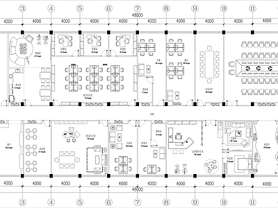 1000㎡办公空间平面方案