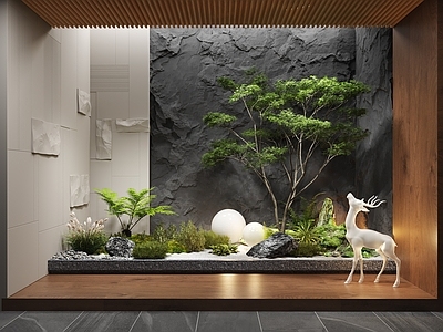 现代景观造景 石头 小鹿