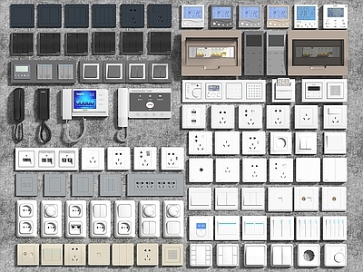 现代开关插座组合 开关 面板 电话 强电箱组合 智能开关 强电箱 弱电箱