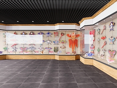 现代其他展厅 风筝展厅展柜 燕子动物风筝 儿童风筝组合 创意艺术风筝