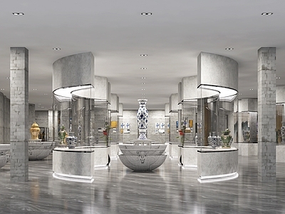 现代展厅 展馆 展览 博物馆 展厅 器皿