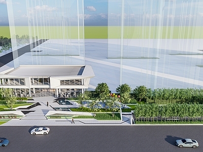 现代售楼处建筑 方形