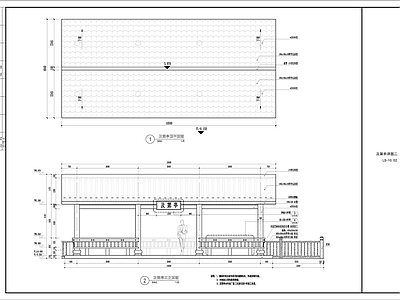 现代木结构长廊及第亭详图 施工图