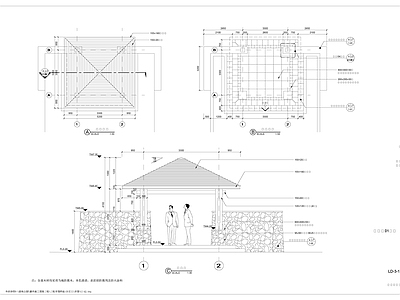 景观木亭详图 施工图